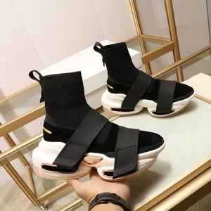 Hot Selling High-heeled Socks Luxurious Speed Trainer Thick Soled Shoes Knitted Uppers Slow Walking Casual Shoes