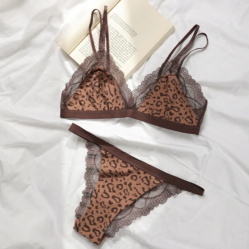 LJ096 brown two-piece bra set side view