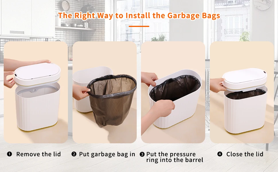 Joybos Touchless Trash Can For Bathroom Bedroom Automatic Garbage Cans With Lid Small Smart