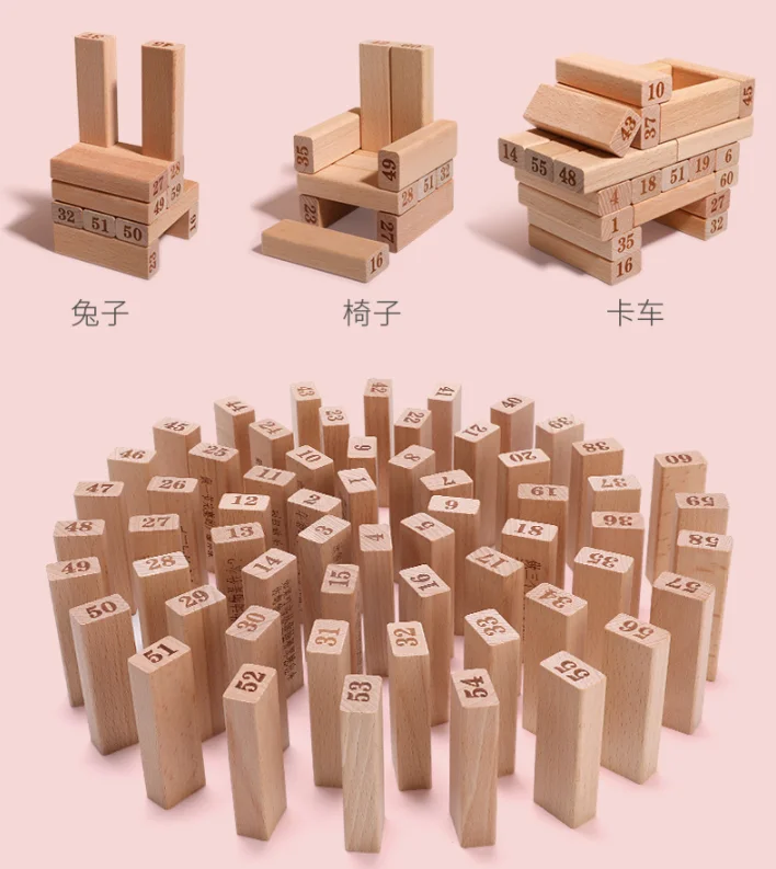 Классические Деревянные блоки для детей, игра Genda, деревянная Штабелируемая башня