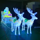 2021 hot sale outdoor large christmas reindeer sleighs 3D LED Elk motif lights sculpturelarge deer christmas outdoor decor