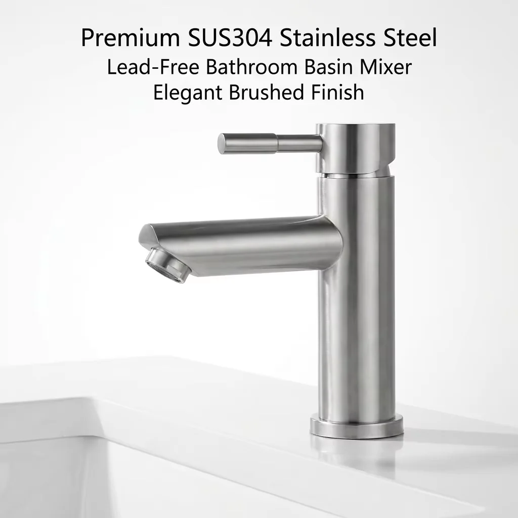 Rubinetti miscelatori montati sul piano di lavoro, rubinetto a leva in SUS304, rubinetti da bagno a leva singola per lavabo, rubinetto da bagno a foro singolo