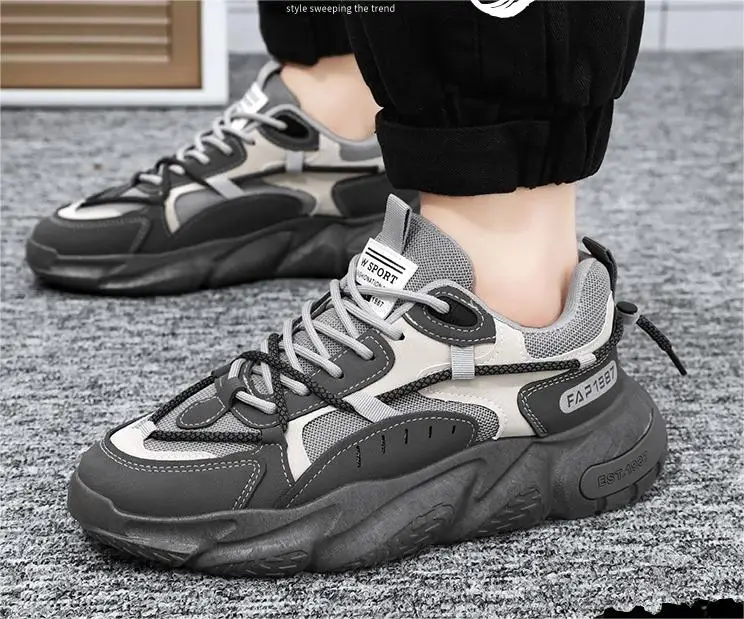 Men's shoes summer new 2024 breathable mesh sports trend increase leisure running shoes