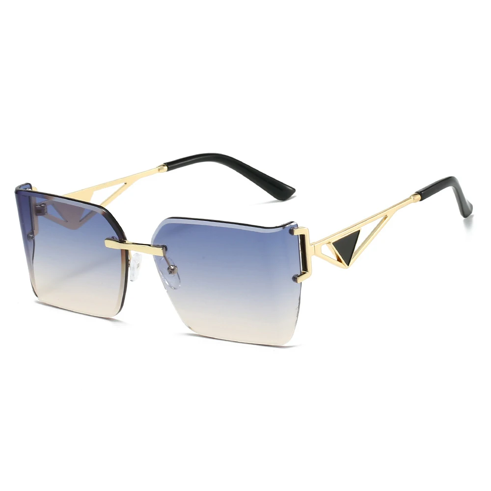 Oversized Square Shield Sunglasses for Women - Rimless  display picture 2