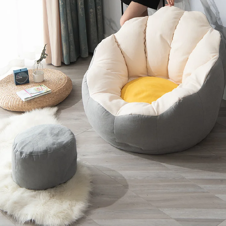 Solid Bean Bag Sofa With Foot Rest in fabric  Urban den