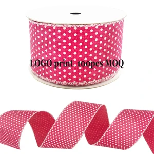 High Quality Iridescent Style Gift Ribbon Christmas Green Spots Decor with Burlap Edge for Birthday Gift Wrapping