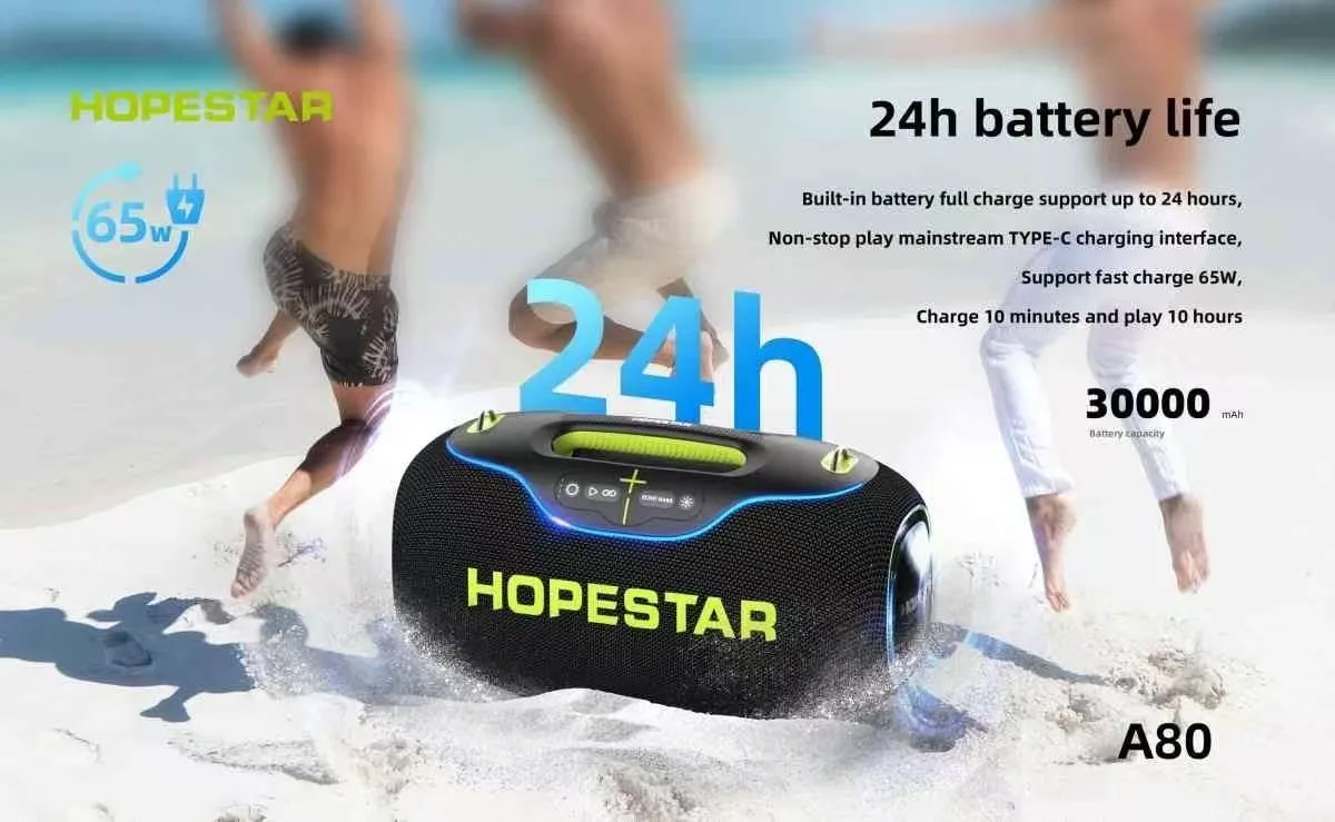 Hopestar Speaker A80 High Quality Portable Audio Players 350W RGB Wireless Subwoofer Home Theatre USB for Parties Computers DC