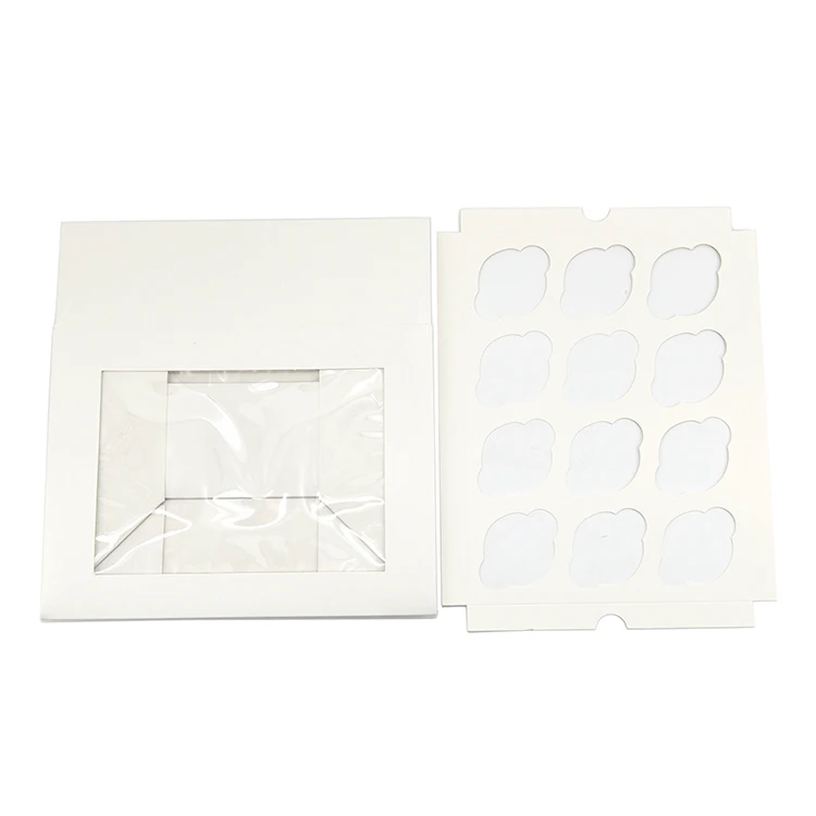 Custom Cardboard White Cake With Window Packing Box 4 Hole and 6 Holes Baking Cupcake Box Cupcake Boxes 12 Hole