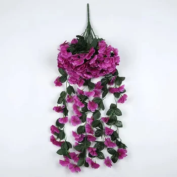 Artificial Hanging Flowers Rattan UV Resistant Plastic Faux Flower Fabric Vine for Indoor Outdoor Garden