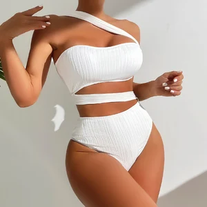Wholesale High-Waisted One Shoulder 1-piece Swimsuit Sexy Women's Swimwear