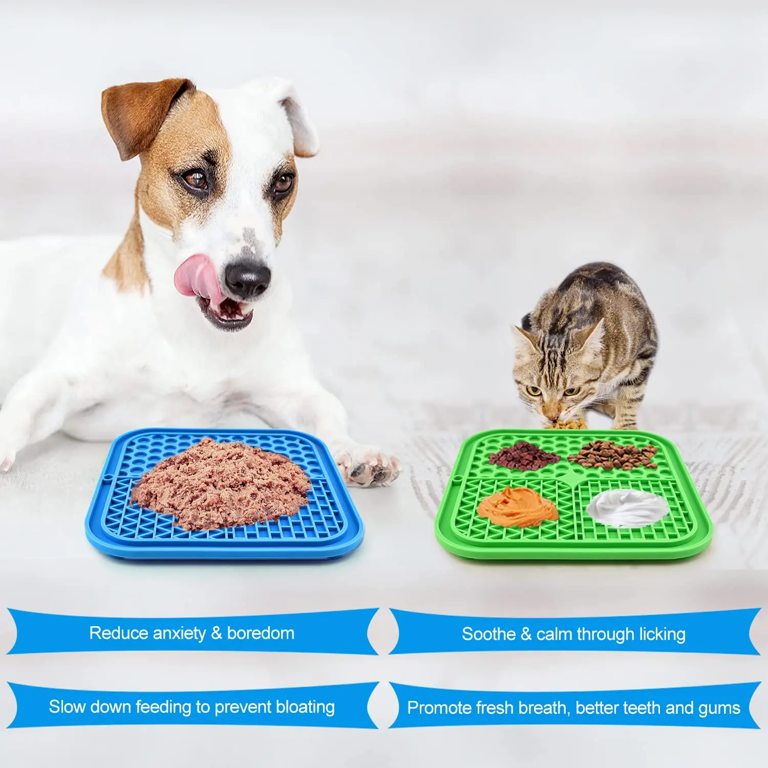 ChengFu Dog Lick Mat For Crate, 5.9x5.9 Inch, 4 Groove Design | Slow Feeder, Anxiety Relief, Training Aid