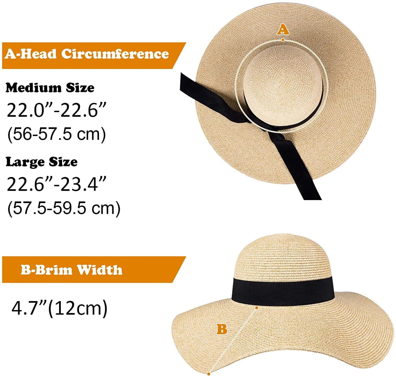 Womens Sun Straw Hat - Foldable, Floppy Beach Hat