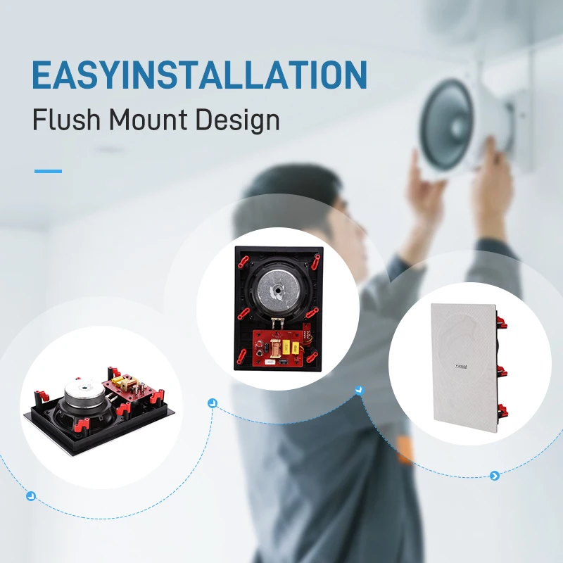 605 6.5 Inch 35W Customized Square Ceiling Speaker Constant Resistance in Ceiling Square Speakers Home Cinema Speaker