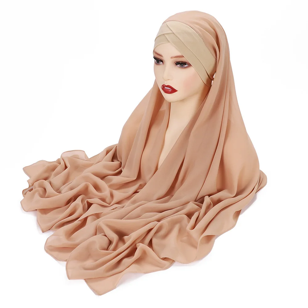 PHOGARY 2 stuks vrouwen hijab onderpet, islamitische moslim onder hijab cap innerlijke onder sjaal hoed hijabcap met stropdas terug sluiting effen kleur ondersjaal hijabcap tulband hoofd wraps voor