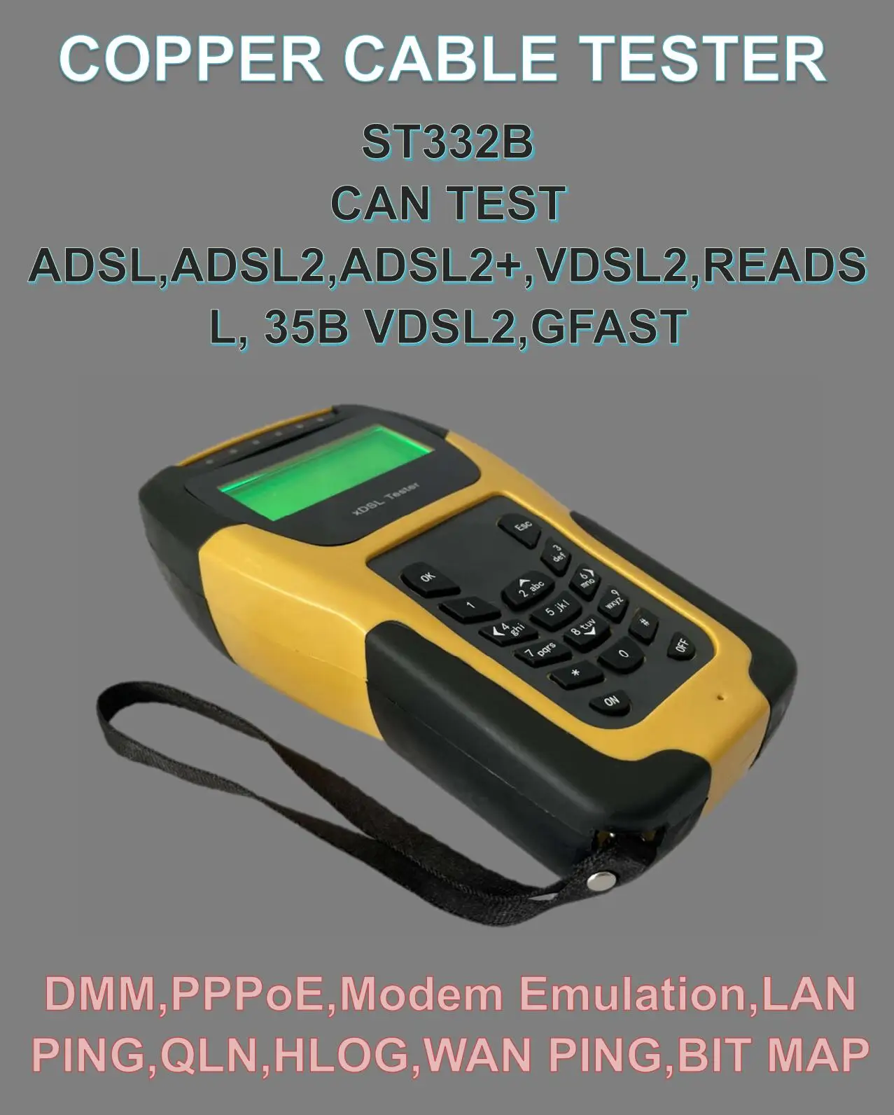 ST332B Basic VDSL2 Tester xDSL line test Shandong SENTER ADSL tester li battery SENTER DSL line terster
