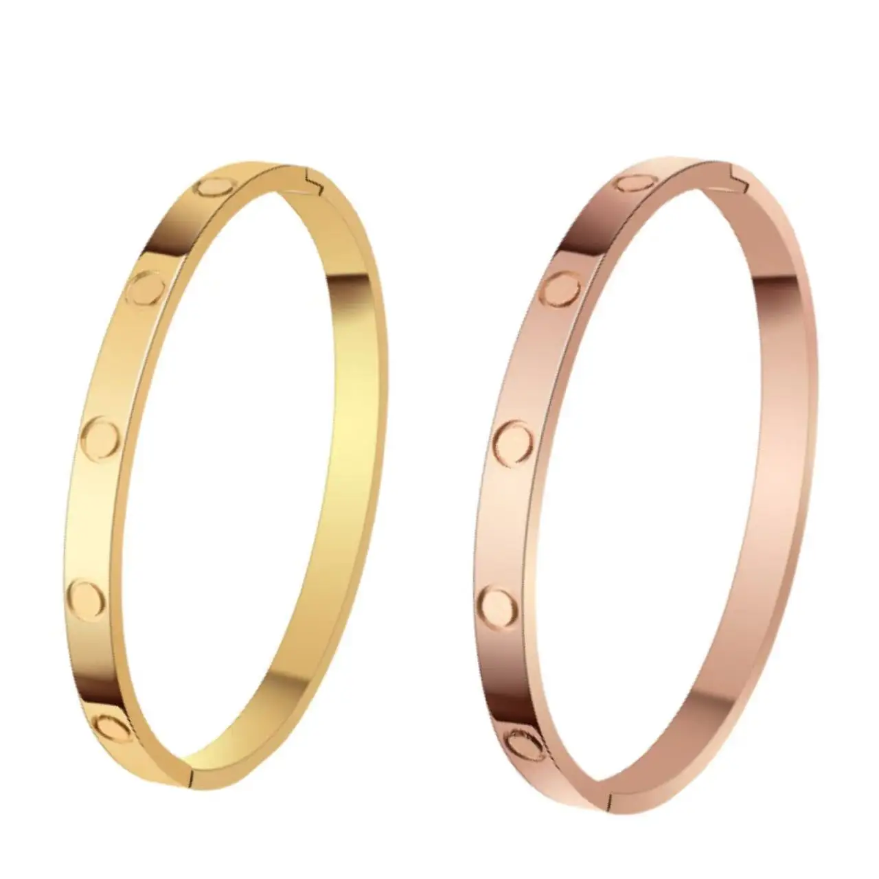 Wholesale Non Tarnish Luxury Popular Brand Designer 18K Gold Plated Diamond  3-4-5cm Shiny Buckle Nail Bracelet Bangle Jewelry