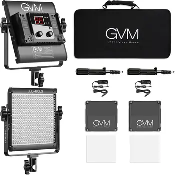 GVM 480LS 2 Pack LED Video Lighting Kits with APP Control, Bi-Color Variable 2300K~6800K for Video Photography product image