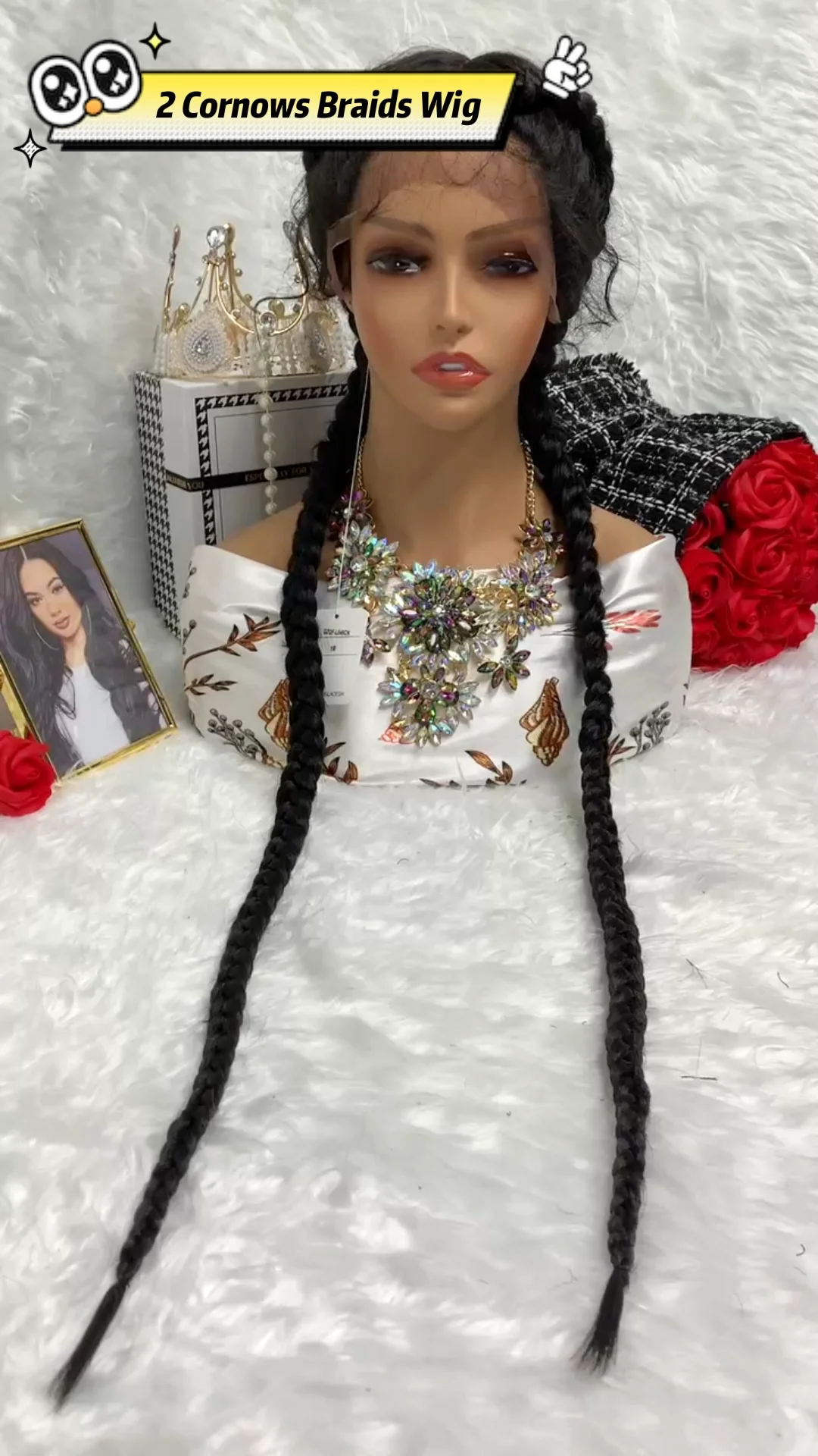 2 Cornrow Lace Braids Wigs Braided Glueless Wigs Wholesale Fiber Braid