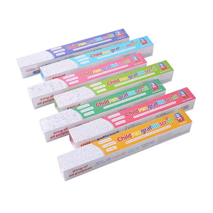 Creative New Design Sticky Drawing Paper Toddlers DIY Painting Toy 3 Meters Cartoon Graffiti Scroll
