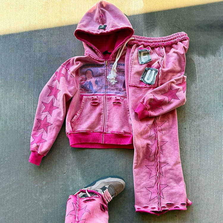 Custom Applique Patch Print Sweat Suits - Eco-friendly