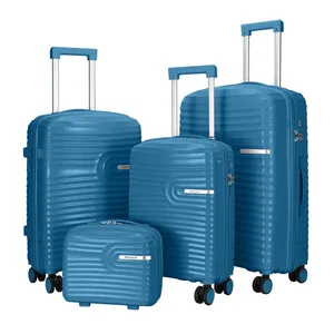 Custom PP Hard Shell Suitcase Three-Piece Set 20 24 28inch Polyester Anti-Theft Universal Wheels Zipper Closure Travel Luggage