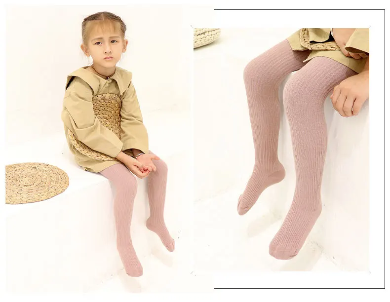 
Custom Cotton Jacquard Knitting Rib Girls Children Socks Leggings 