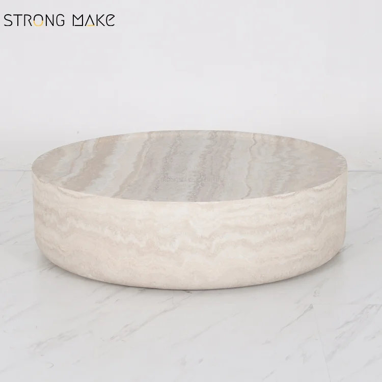 Luxury Center Table Set Home Decor Modern Design Nordic Marble Travertine Color Fiberglass Coffee Table for the Living Room