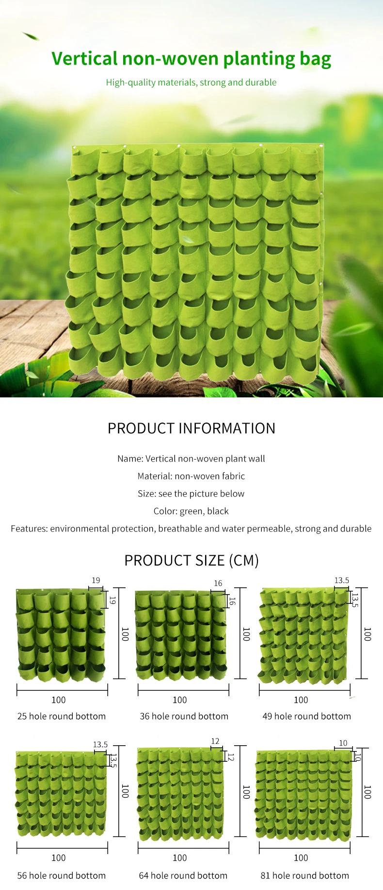 9-64Pocket Hanging Vertical Garden Planter Fabric Wall Garden Planting ...