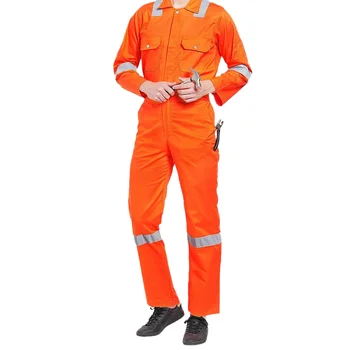 Good Price Flame Retardant Long Sleeve Jumpsuit Men's High Visibility Reflective Belt Overalls Long Sleeves With Chest Pocket