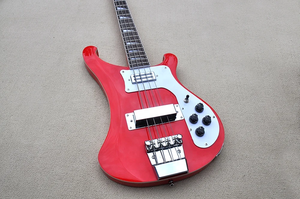 Cherry Red 4 String Electric Bass Guitar with Rosewood Fretboard