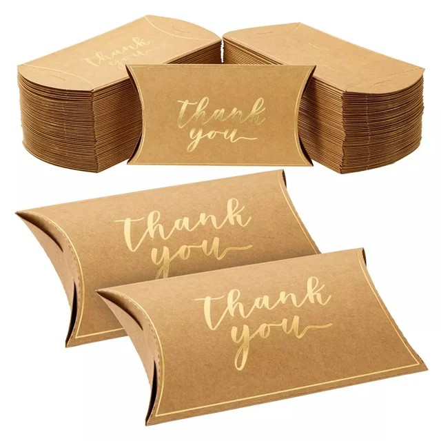 Accept Custom  Order  Kraft Pillow Boxes for Gifts Birthday Wedding Party Thank You 5.2x3.2