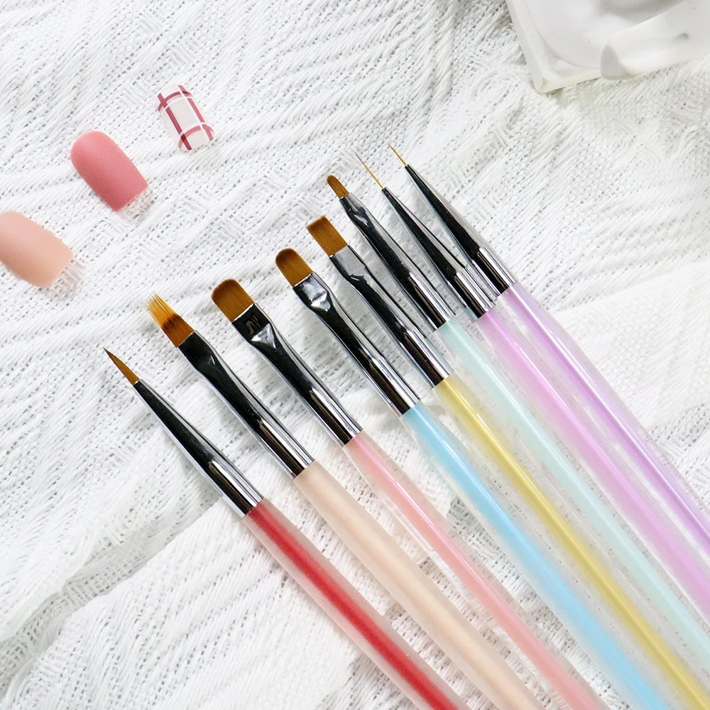 10pcs Phototherapy Halo Dye Fine Nail Brush With Cute Nail Brush Polish