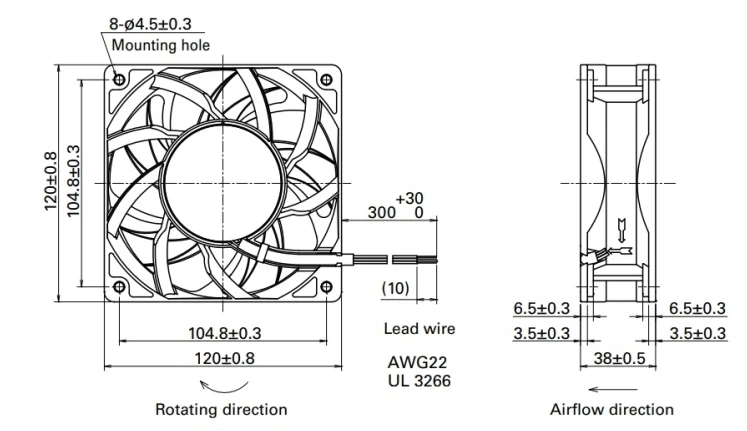 Axial Fan, 12038, 11000RPM, 120x120x38, 12V - detail 8