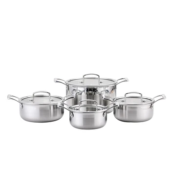 Wholesales Kitchen Cookware Cooking Pots And Pans Stainless Steel Sauce Pan Casserole Set With Hollow Handle