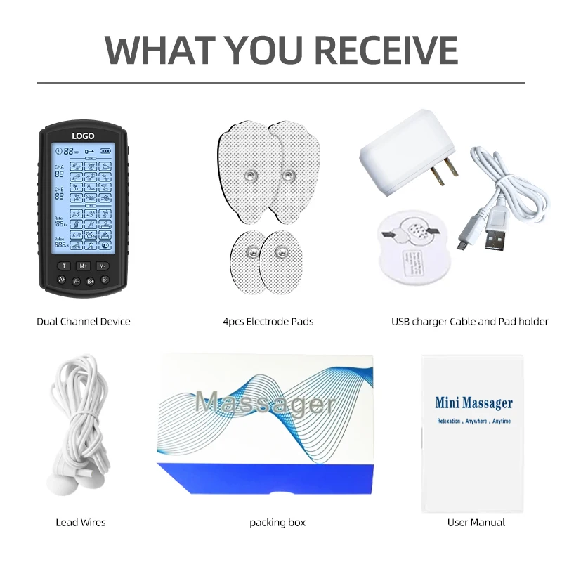 4 Channels TENS Unit Muscle Stimulator with 24 Modes Rechargeable TENS EMS Device Electronic Pulse Massager