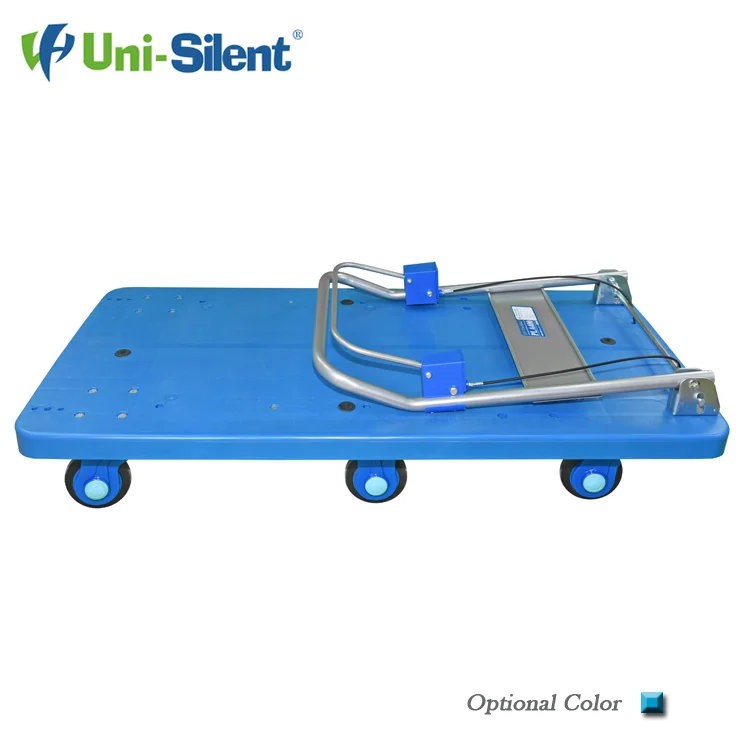 Flat Hand Trolley Folded Cart Foldable Hand Platform Cart Movable Trolley Industrial Trolley Mute Push Cart With Brake