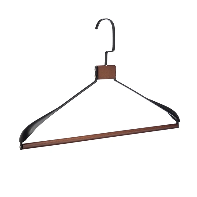 LEEKING Hot selling high-quality shirt hangers customized logo broad shoulder metal wood combined hanger