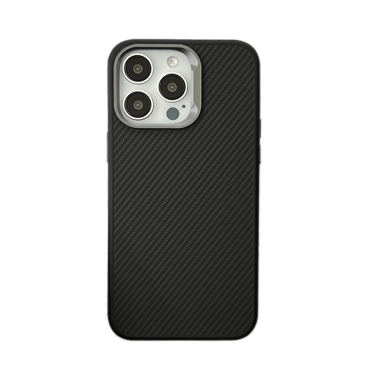 Laudtec Sjk932 Carbon Fiber Phone Case Simple Business Cover Aluminum Alloy Lens Frame Pure Colour For Iphone 16 15 Plus Pro Max