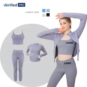 Women's Autumn Winter Fitness Sports Coat Breathable Long-Sleeved Yoga Wear Vertical Collar Tight Seamless Outdoor Sports Set