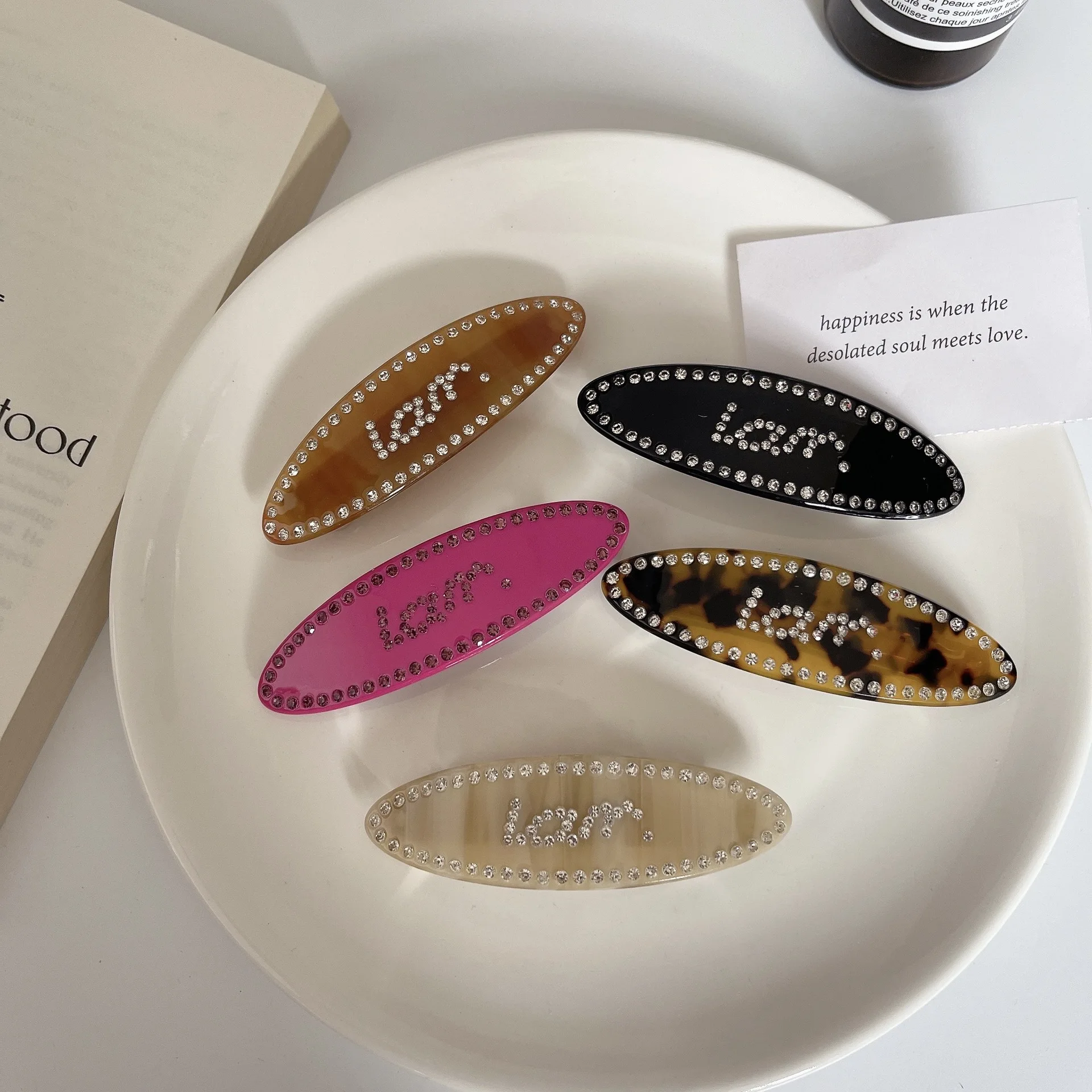 Yingjoy Korean Style Inlaid Sparkling Crystal Clips Acetic Acid Hair Barrettes for Girls