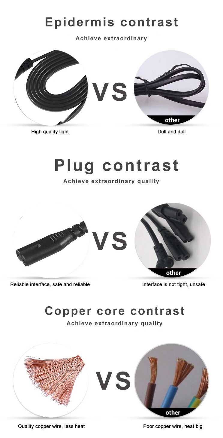 90 Degrees Angle Figure 8 Iec Power Cord Connector Iec320 Black Cable Ac Angled C7 Female