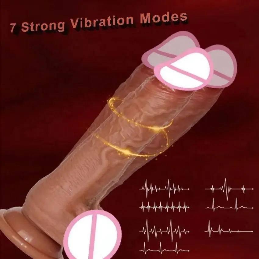 Realistic 18-22cm Thrusting Dildo Vibrator for Women Soft Adult Sex Toys with Heating for Anal Clit & G-Spot Stimulation