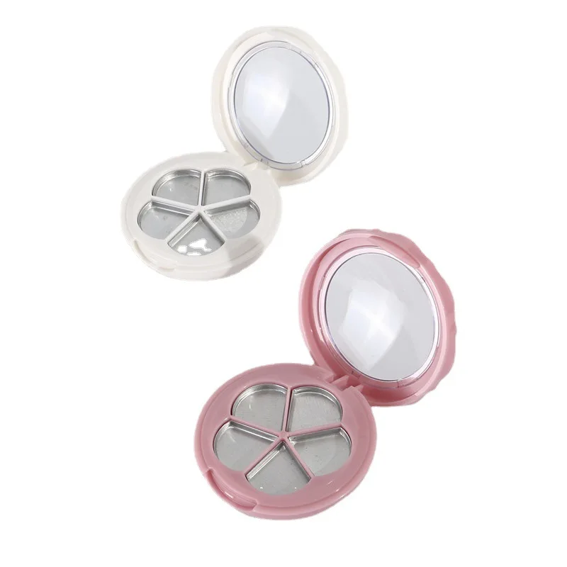 Flower Shape 5 Components Double Layer with Brush and Aluminum Palette Lipstick case with Mirror Eyeshadow Compact Palette