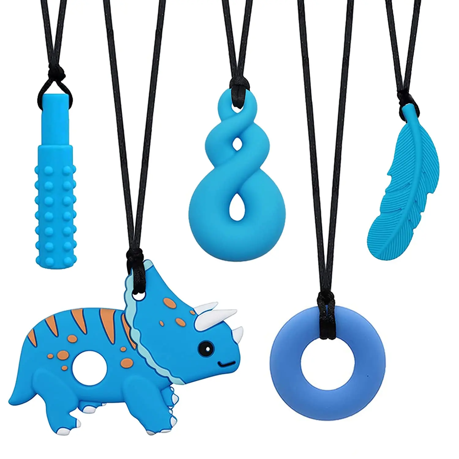 Chew Necklace for Sensory Kids Boys and Girls Silicone Dinosaur Chewy Necklaces for Autism ADHD SPD Chewable Oral Motor