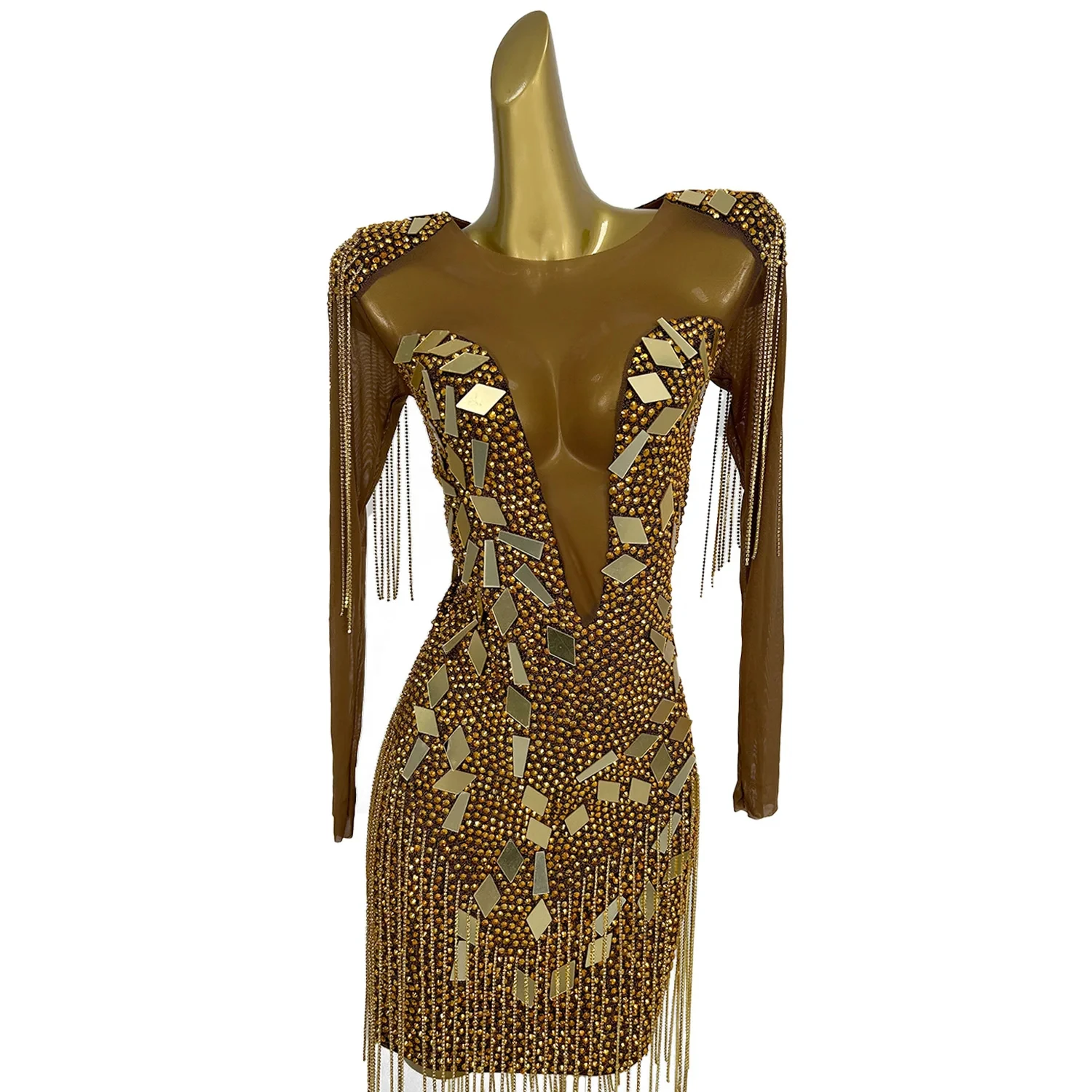 gold sparkly tassel dress Gold Fringe Dress for Women