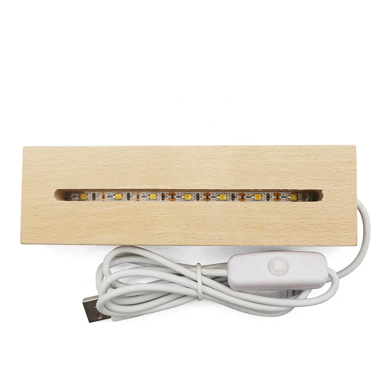 Factory Price Oval 7 Color LED Wood Stand RGB Night Light Base Ellipse 3D Lamp Base for Acrylic