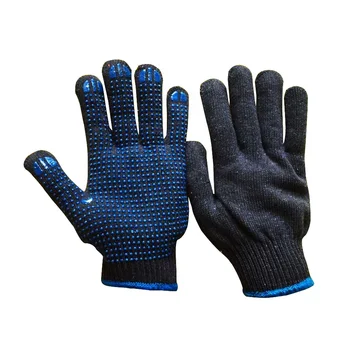 GM2002 Black Cotton Polyester knitted Cheap PVC dotted cotton safety protective work hand gloves