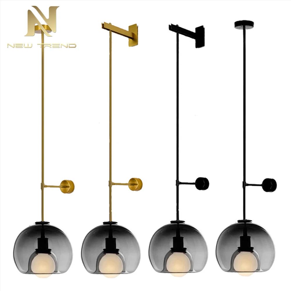 applique murale moderne cpl-475, finition noir mat – Éclairage LED à douille E14 avec verre transparent pour couloir et escalier