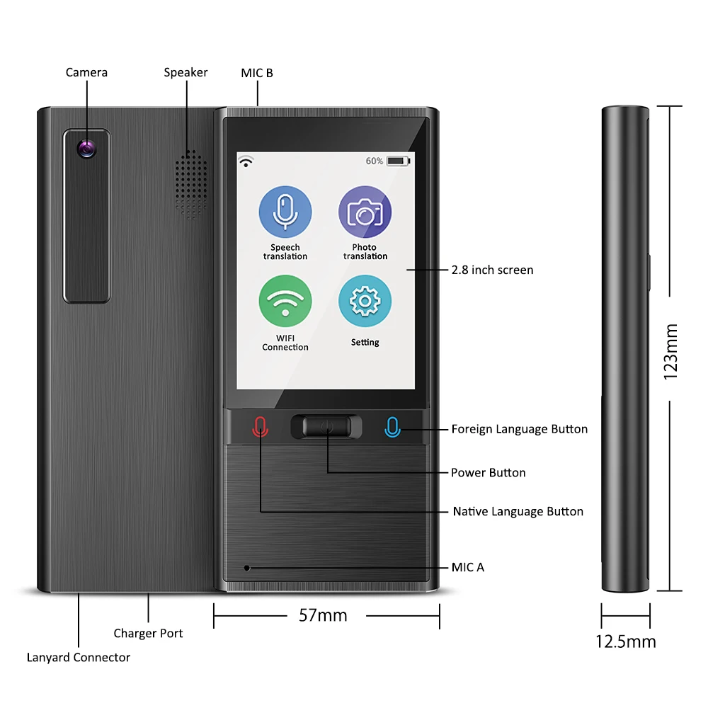 VORMOR T9 AI Voice Translator 音声翻訳機 VORMOR T9最新世代スマート音声翻訳インスタント翻訳デバイス