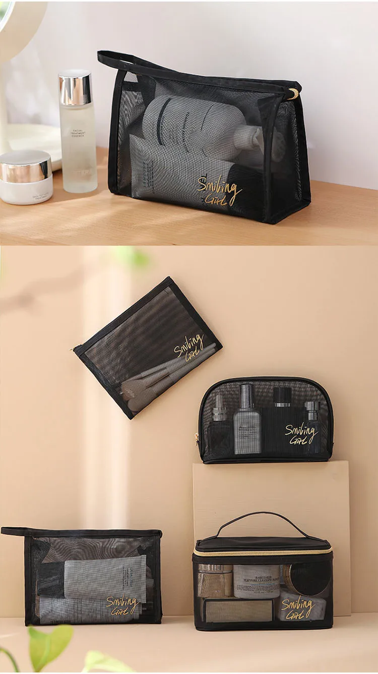 High Quality Custom Nylon Mesh Cosmetic Bag Travel Cosmetic Zipper ...